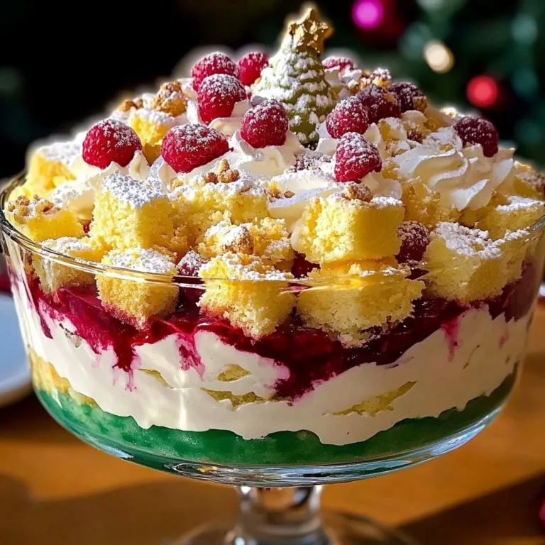Delicious Christmas Tree Cake Trifle decorated with festive designs