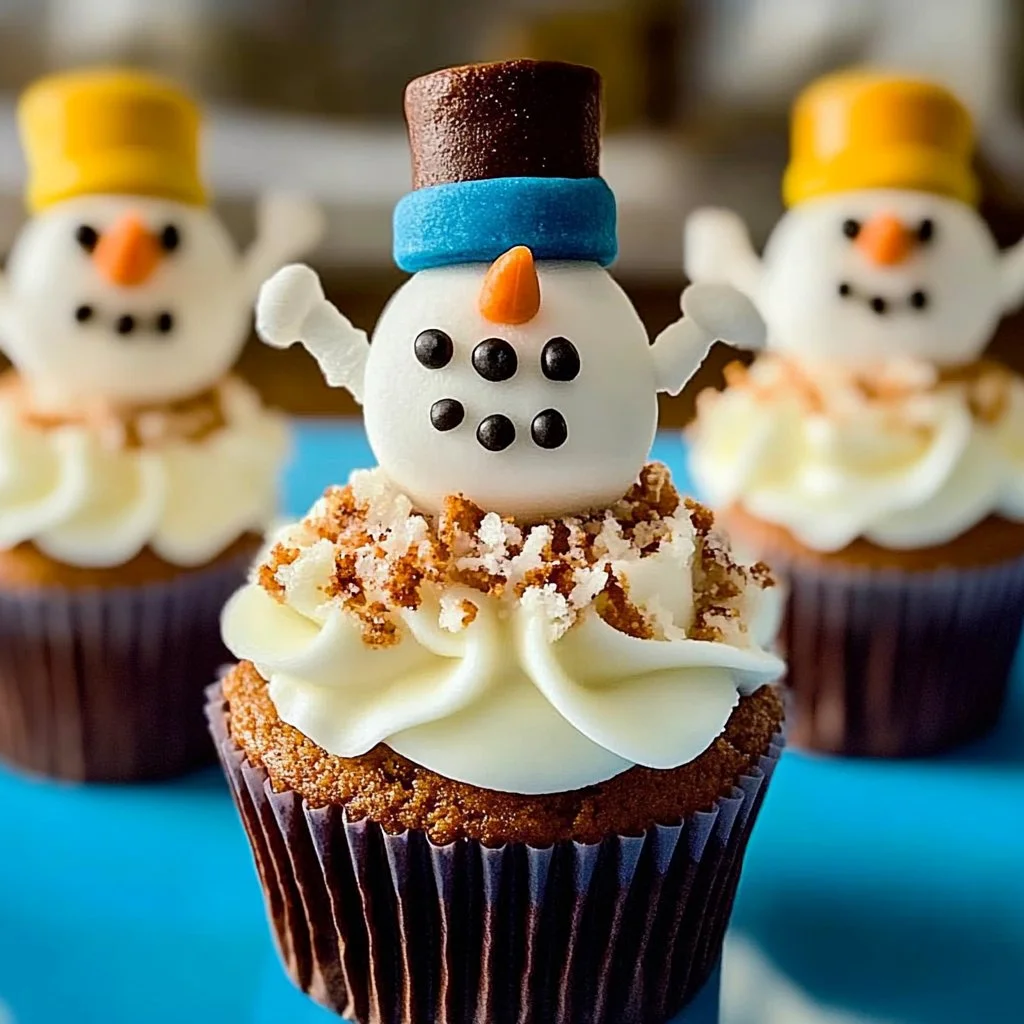 Decorative snowman cupcakes for winter celebrations