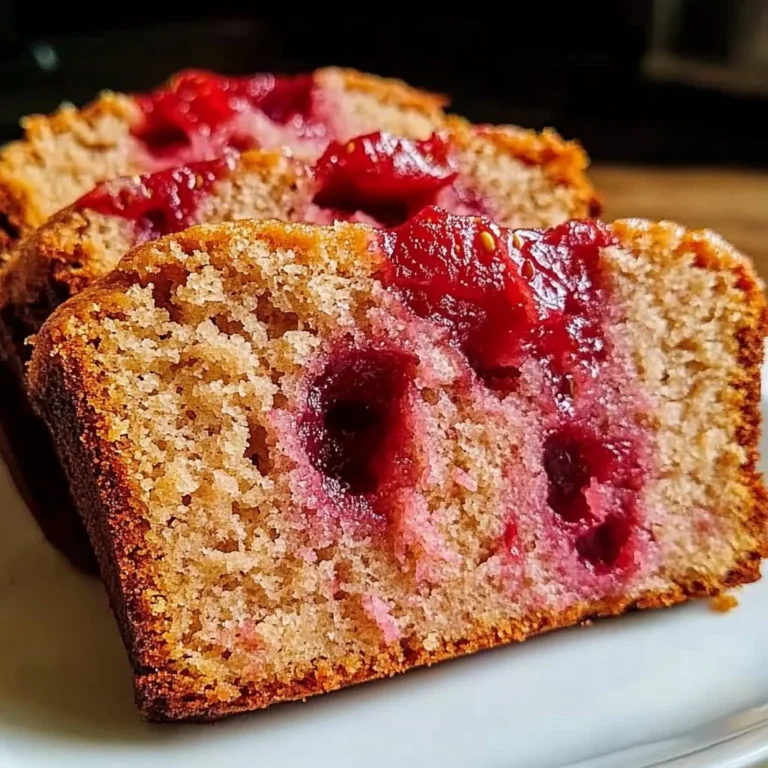 Deliciously moist Strawberry Banana Bread with slices showcasing strawberries and bananas.