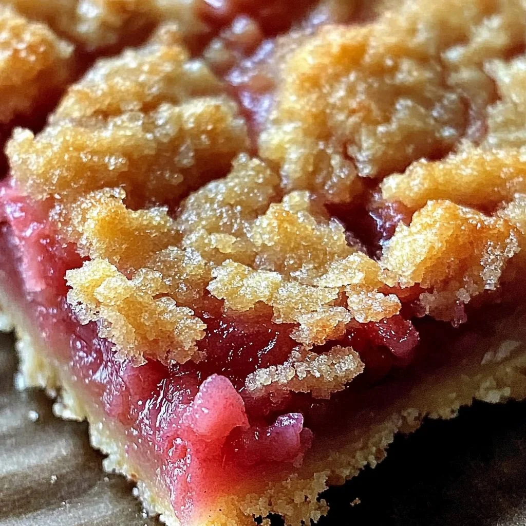 Plate of freshly baked 3 Ingredient Rhubarb Squares