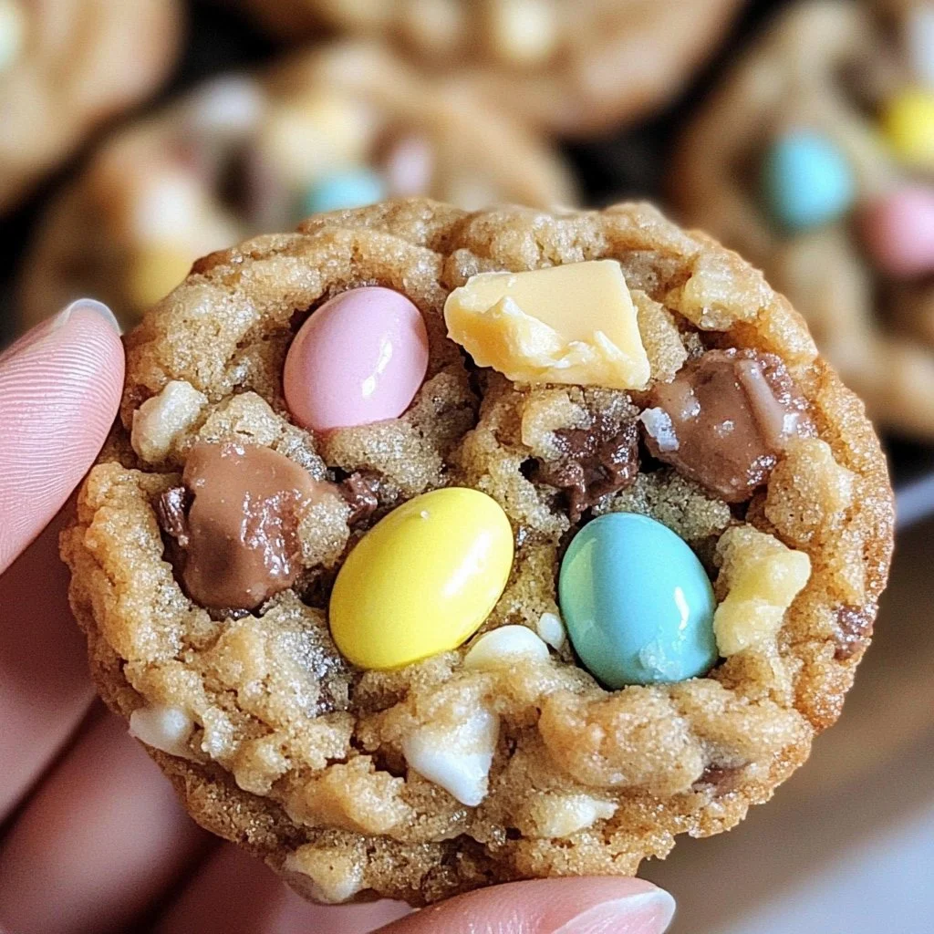 Delicious Cadbury Mini Egg Cookies made with browned butter on a plate