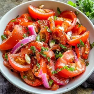 Vibrant fresh tomato salad with herbs and dressing