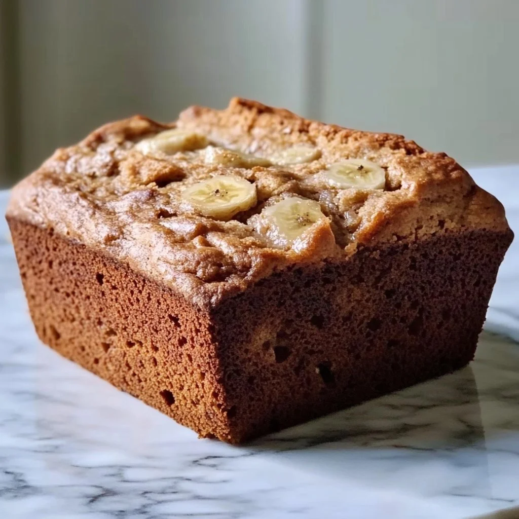 Healthy banana bread made with almond flour on a wooden table