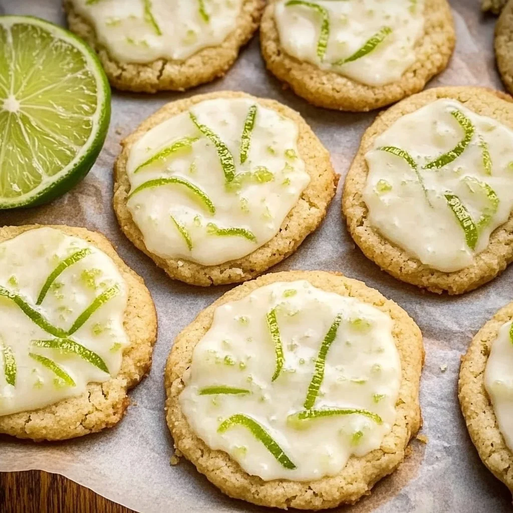 Batch of freshly baked Key Lime Cookies on a cooling rack