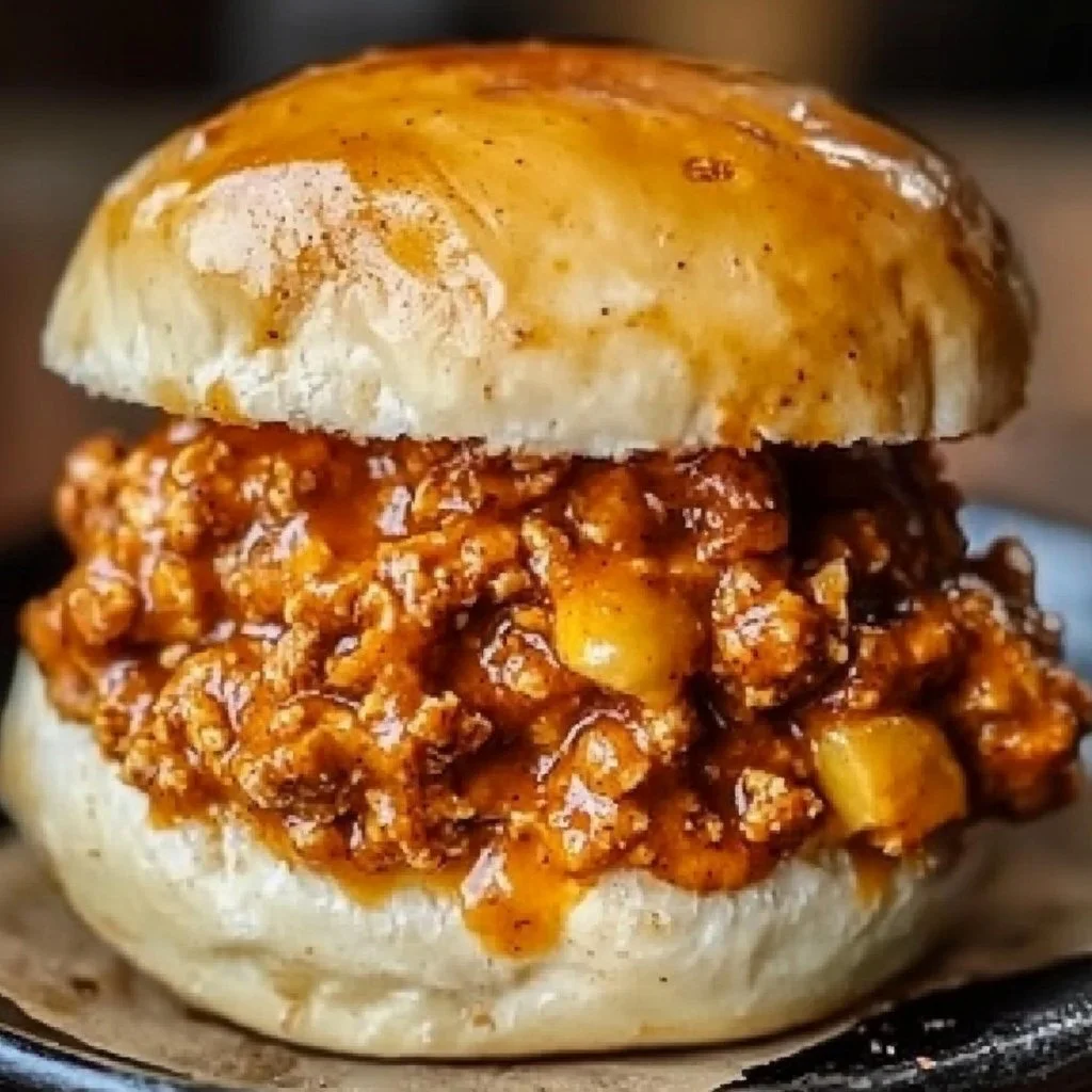 Cajun Chicken Sloppy Joes served on a plate with toppings
