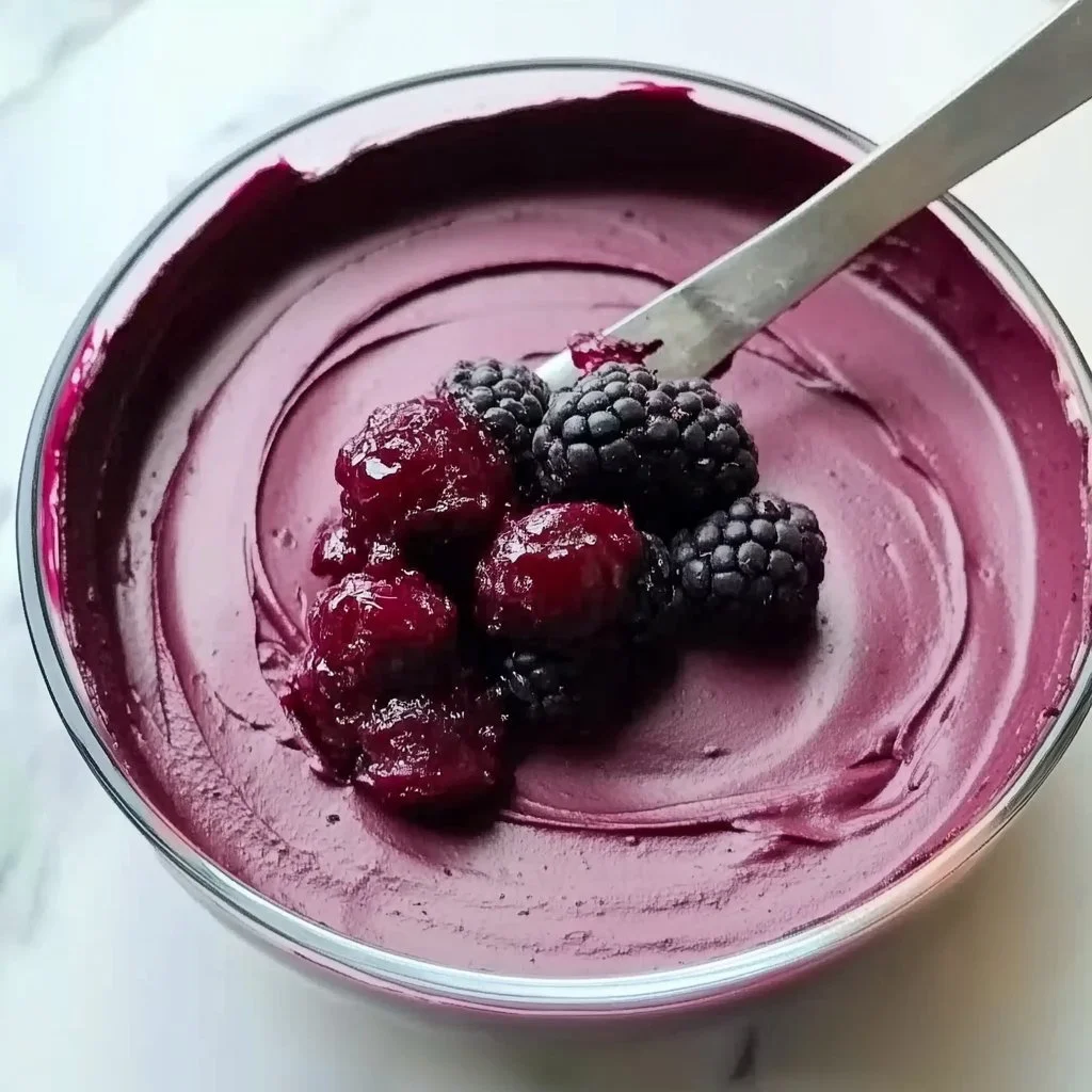 Delicious Mulberry Mousse Cake filling with fresh mulberries