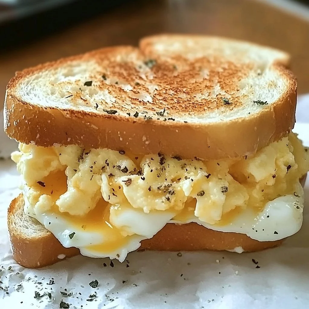 Delicious Tamago Egg Sandwiches on a wooden cutting board.